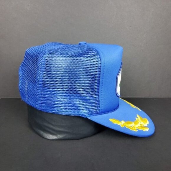 Vintage Mohr's The Crusader's 386 Bomb Group Military Blue Snapback Hat Meshback - Picture 2 of 7